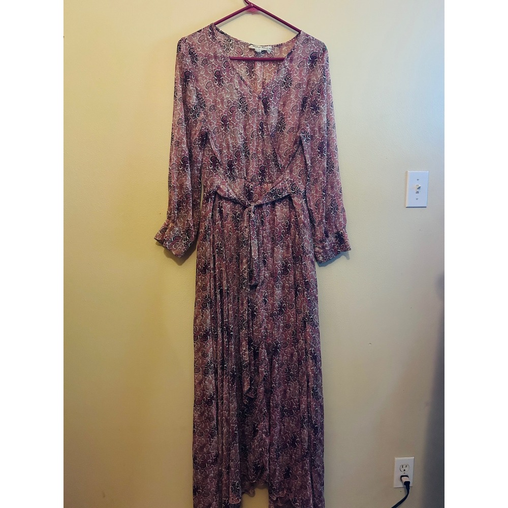 Indigo‎ Rose Maxi Dress Womens Small Pink Paisley Metallic Excellent Boho Wrap - Picture 4 of 11